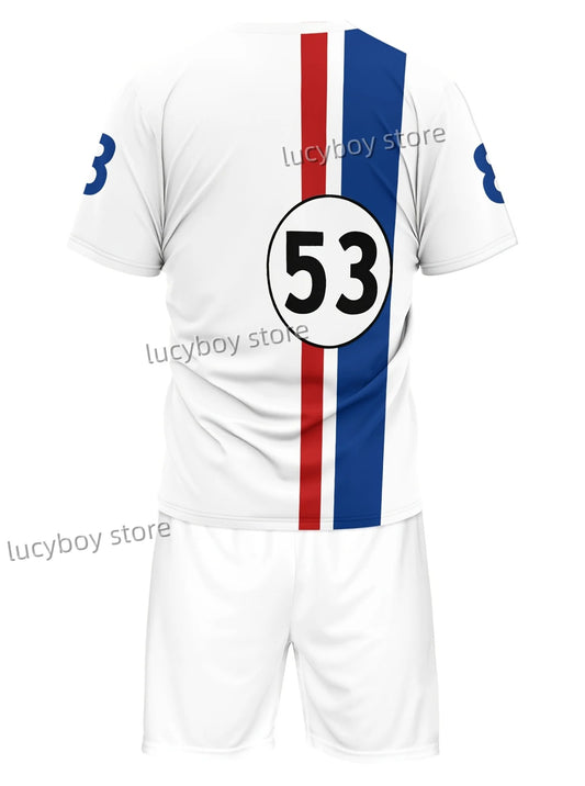 2025Men 53 Printed Set 2 Piece Set Men T-Shirt Shorts Pants Suit Casual Short Tracksuit Vintage Outfit Sportswear Male Clothing