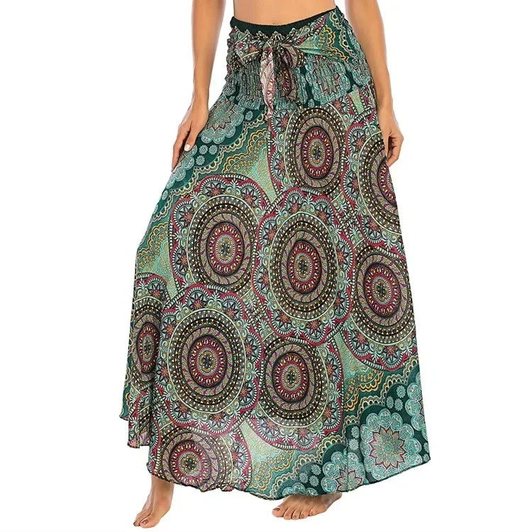 Casual Folk-Custom Printed Skirts Women Fashion Bohemian Long Skirt Streetwear Beachwear Woman Clothing Faldas Mujer Jupe Femme