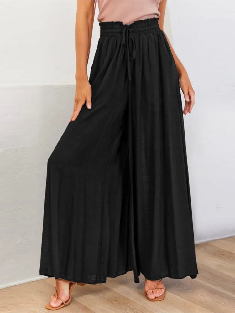 Summer Y2k Baggy Women Pants 2024 Casual High Waist Solid Black White Wide Leg Flare Trousers