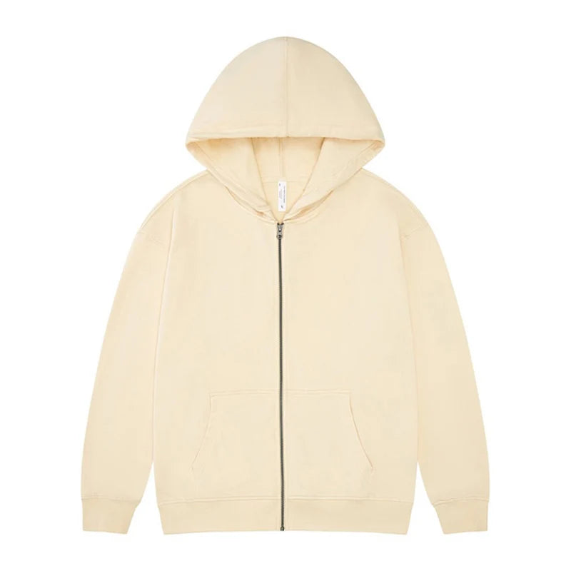 High Quality 330gsm 100% cotton Oversized Heavyweight Blank Zipper Hoodie Sweater Oversized Blank Zip Up Hoodie For Men