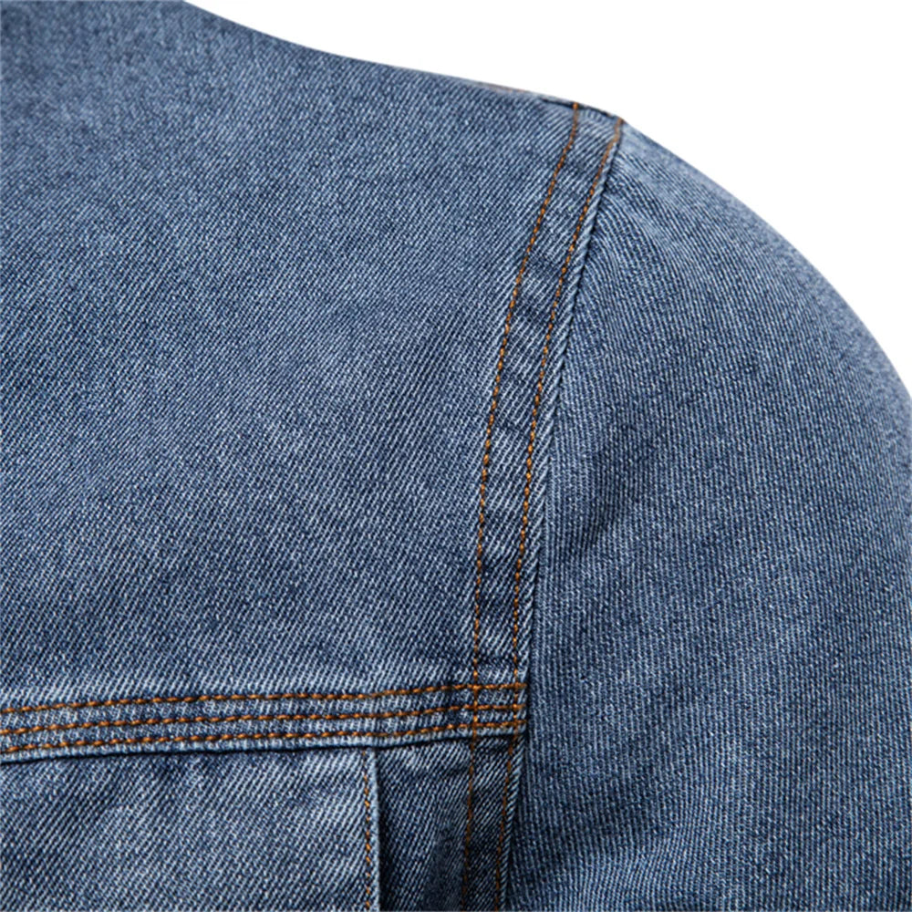 2024 AIOPESON 100% Cotton Men Denim Shirts Double Pocket Casual Cowboy Mens Shirts Long Sleeve New Autumn High Quality Shirts