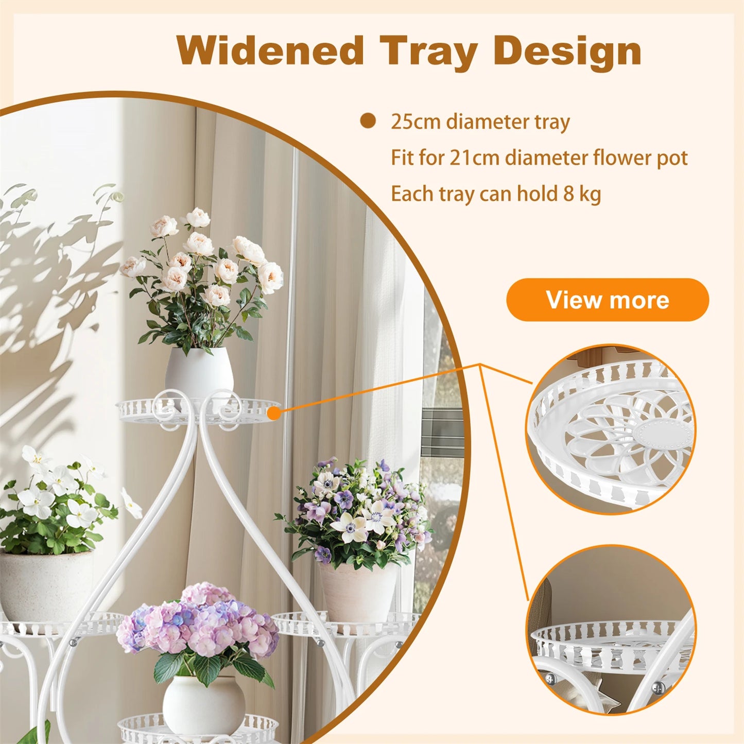 6 Potted Metal Plant Stand Garden Cart with Wheel for Living Room Balcony Garden Flower Pot Plant Holder Display Rack