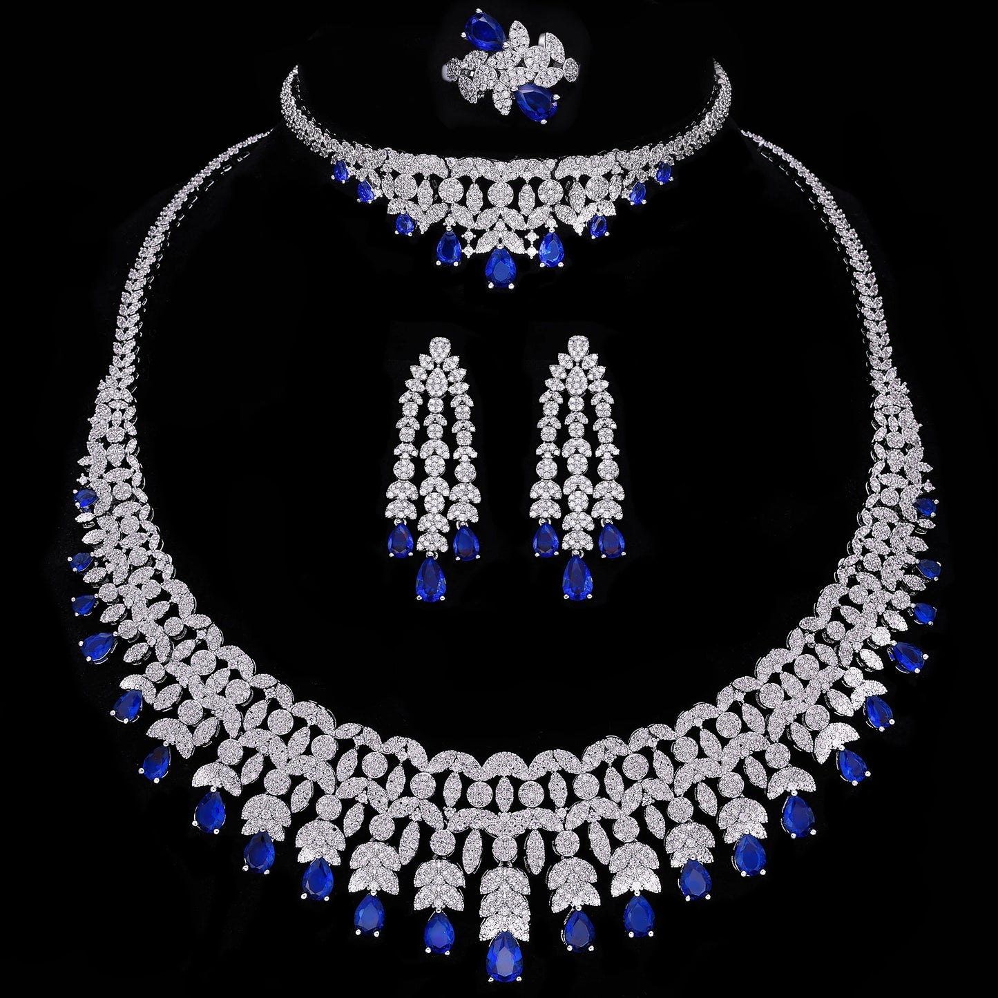 New Fashion Dubai Jewelry Cubic Zirconia Bridal Set Wedding Party Accessories Design