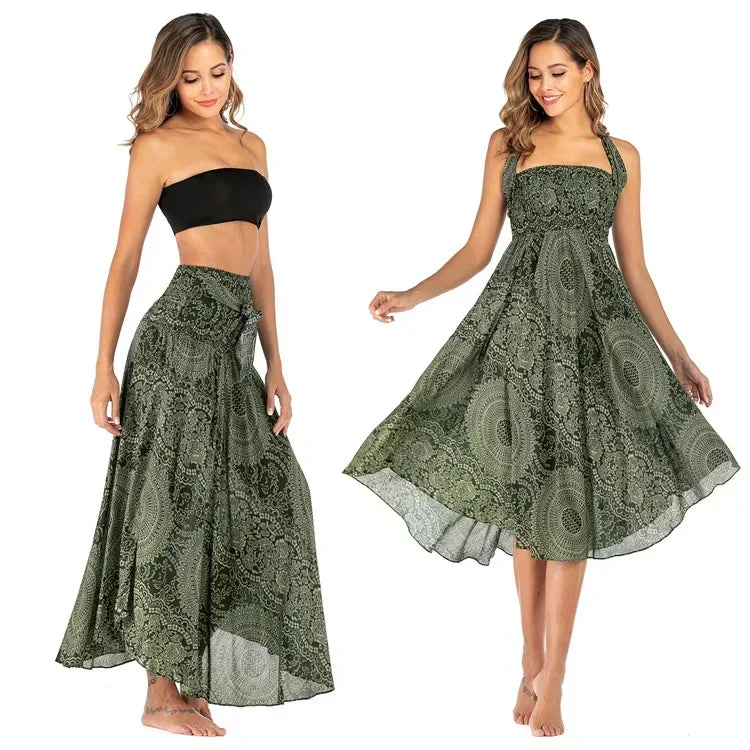 Casual Folk-Custom Printed Skirts Women Fashion Bohemian Long Skirt Streetwear Beachwear Woman Clothing Faldas Mujer Jupe Femme