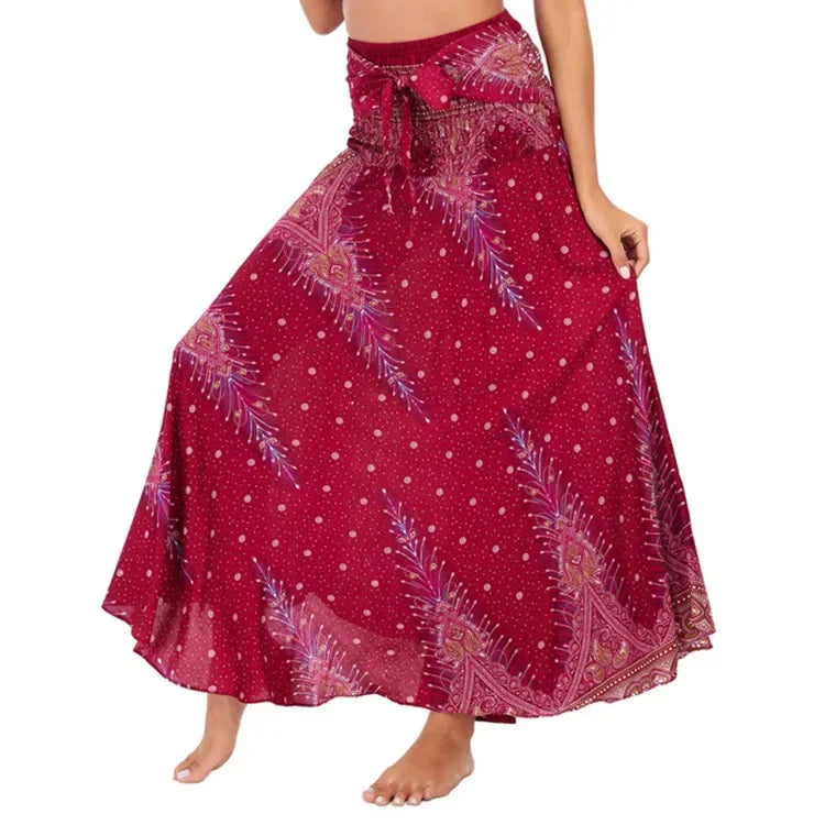 Casual Folk-Custom Printed Skirts Women Fashion Bohemian Long Skirt Streetwear Beachwear Woman Clothing Faldas Mujer Jupe Femme