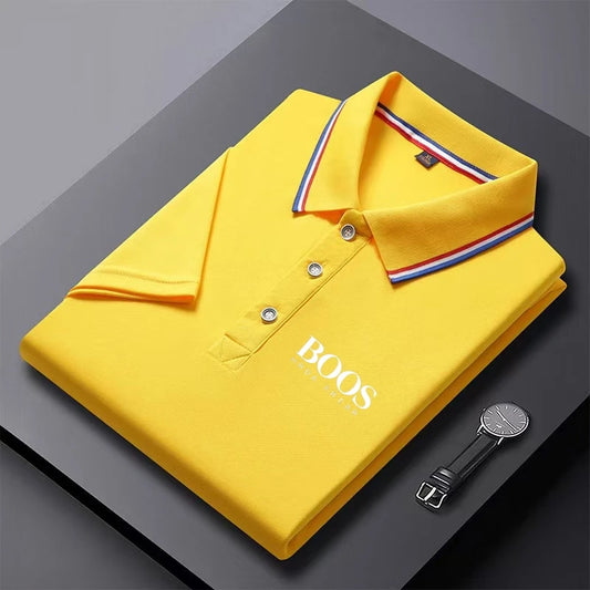 Solid Color Polo Shirt Men's Business Polo Collar Half Sleeved Top Summer Casual Short Sleeved T-shirt for Men An