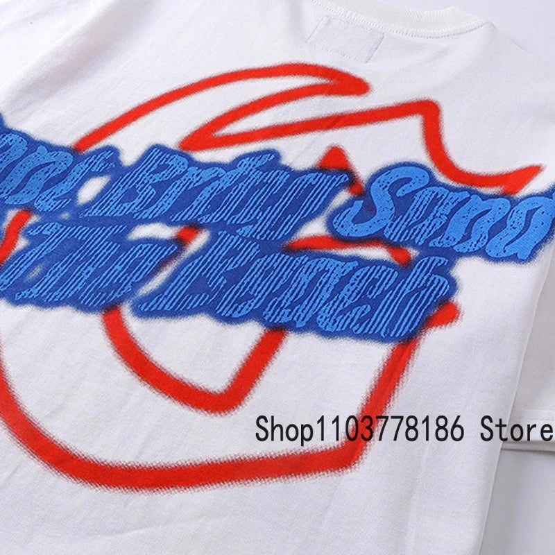 Classic White GOD SPEED T Shirts Letter Logo Seaside Holiday Scenery Print Godspeed Short Sleeve Unisex Tees Tops