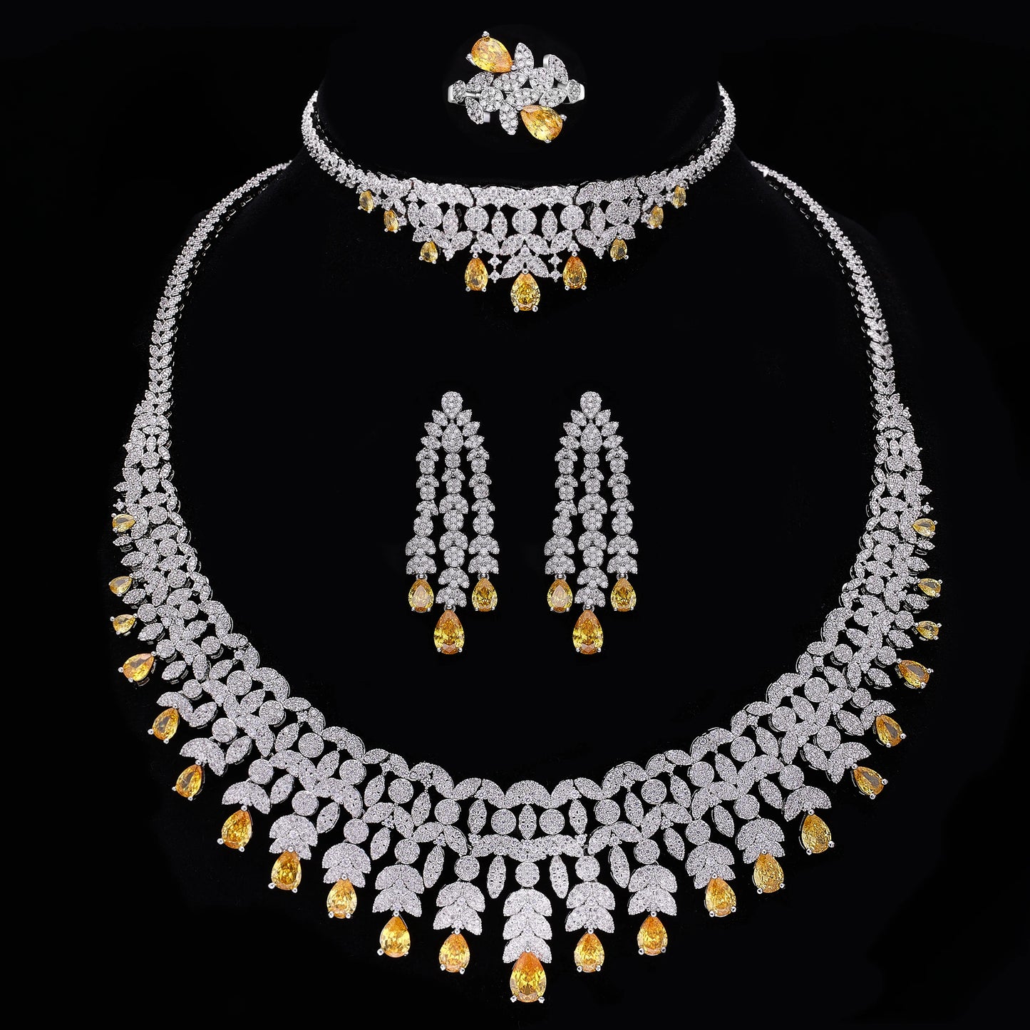New Fashion Dubai Jewelry Cubic Zirconia Bridal Set Wedding Party Accessories Design