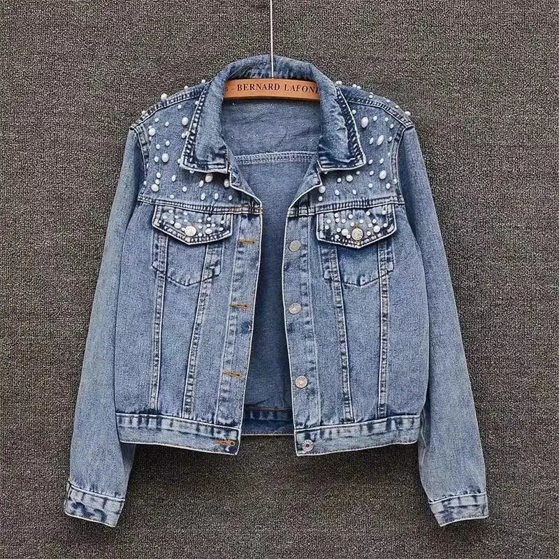 Women Denim Jackets Turn Down Collar Single Breasted Full Sleeve Loose Casual Regular Short Jacket