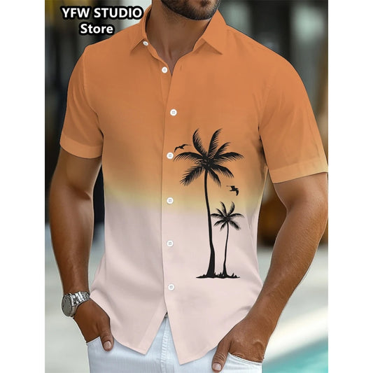 Men summer holiday shirt with 3D Coconut Tree Printed Oversized shirt