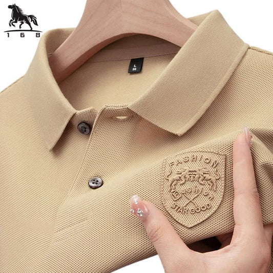 Men's high quality summer new lapel men's short sleeve polo shirt fringe solid color business casual men's polo shirt M-4XL 201