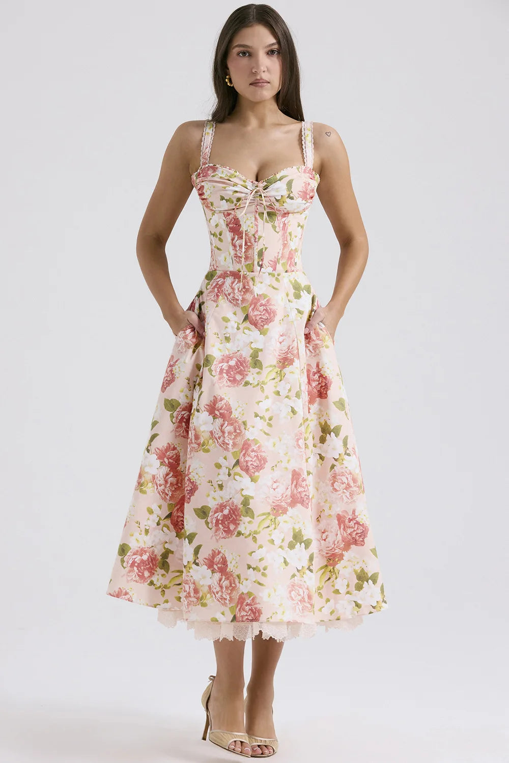 Dress Summer Fashion White Elegant Ladies Backless Clothes Puff Sleeve Floral Print Slit Long Dresses For Women New Arrival