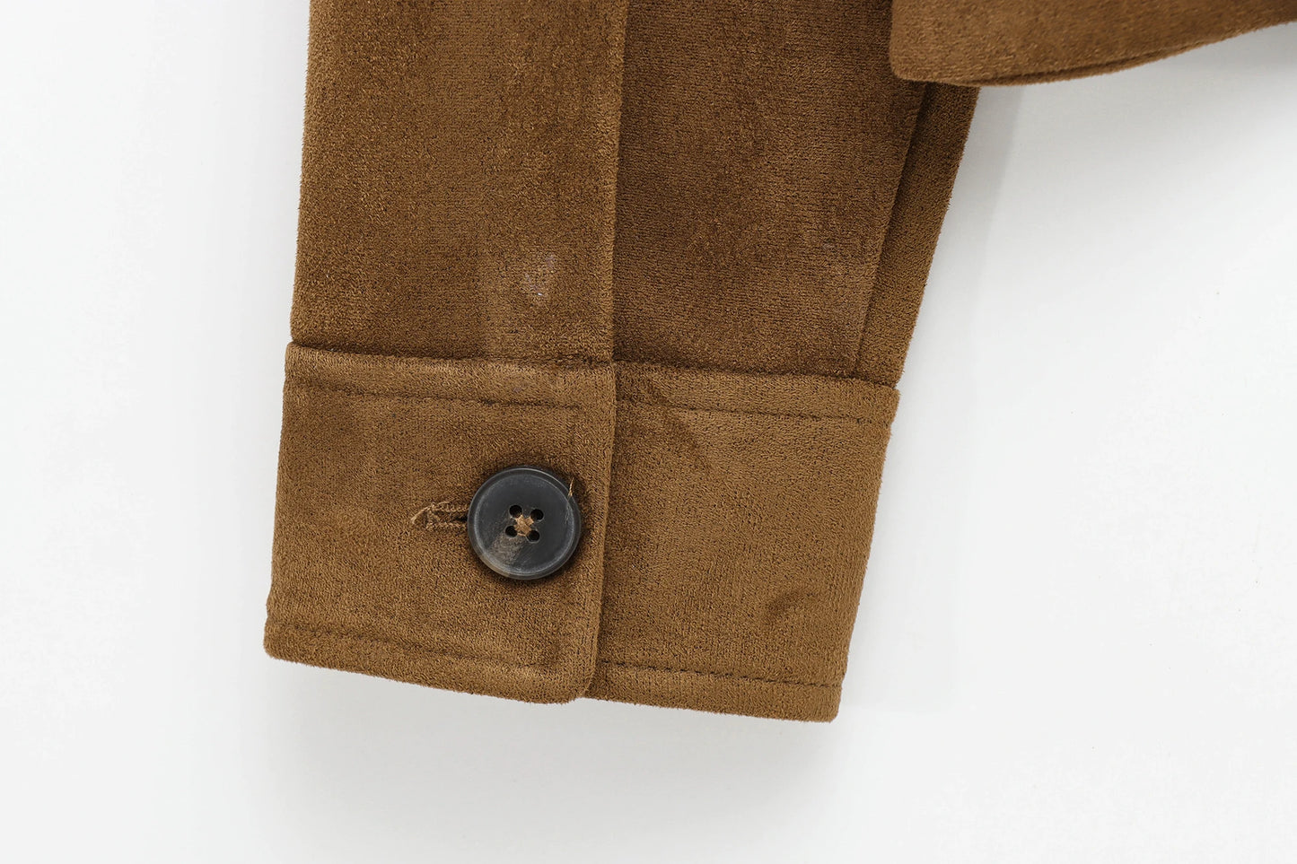 TRAF Women's Suede Texture Jacket 2025 Fashion Long Sleeve Cropped Coats Women Casual New In Outerwear