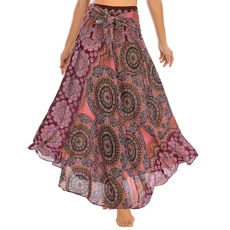 Casual Folk-Custom Printed Skirts Women Fashion Bohemian Long Skirt Streetwear Beachwear Woman Clothing Faldas Mujer Jupe Femme