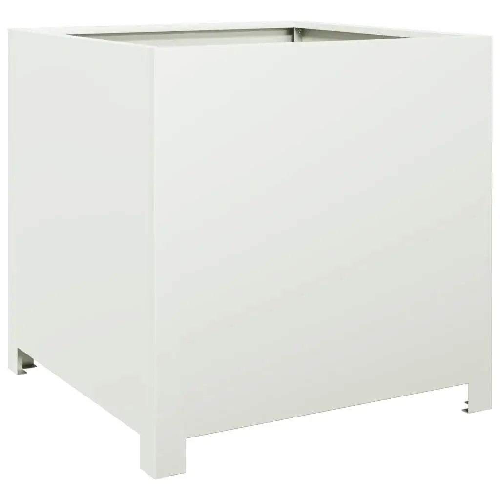 50x50x50 cm White Steel Garden Planter - Durable Outdoor Plant Pot for Flowers & Vegetables