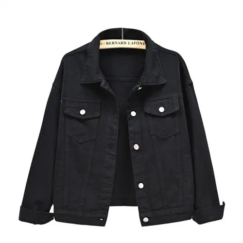 Women's Denim Jacket Single-breasted Lapel Coat Fashion Casual Tops