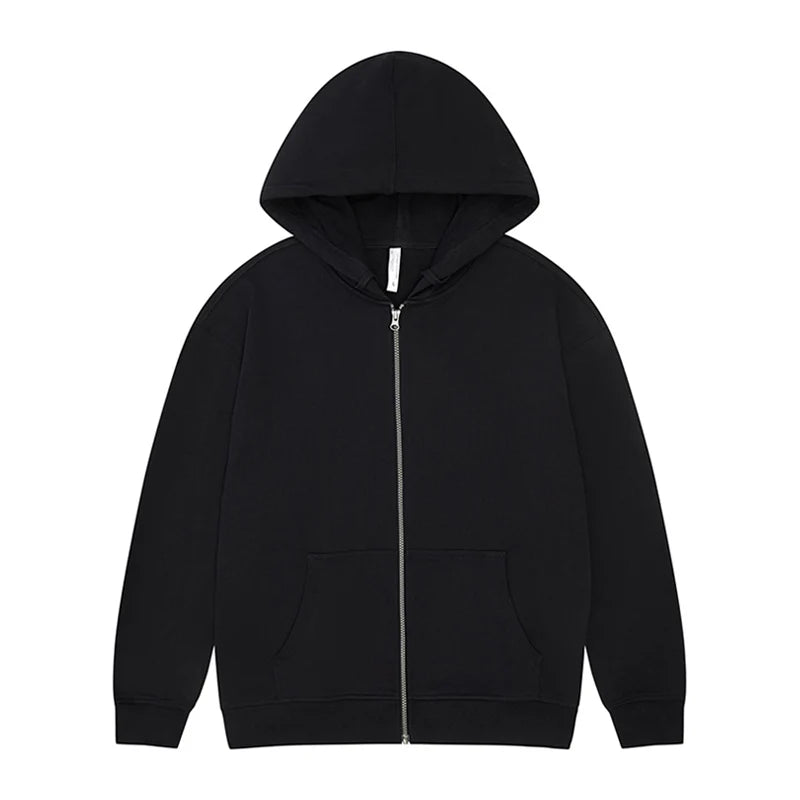 High Quality 330gsm 100% cotton Oversized Heavyweight Blank Zipper Hoodie Sweater Oversized Blank Zip Up Hoodie For Men