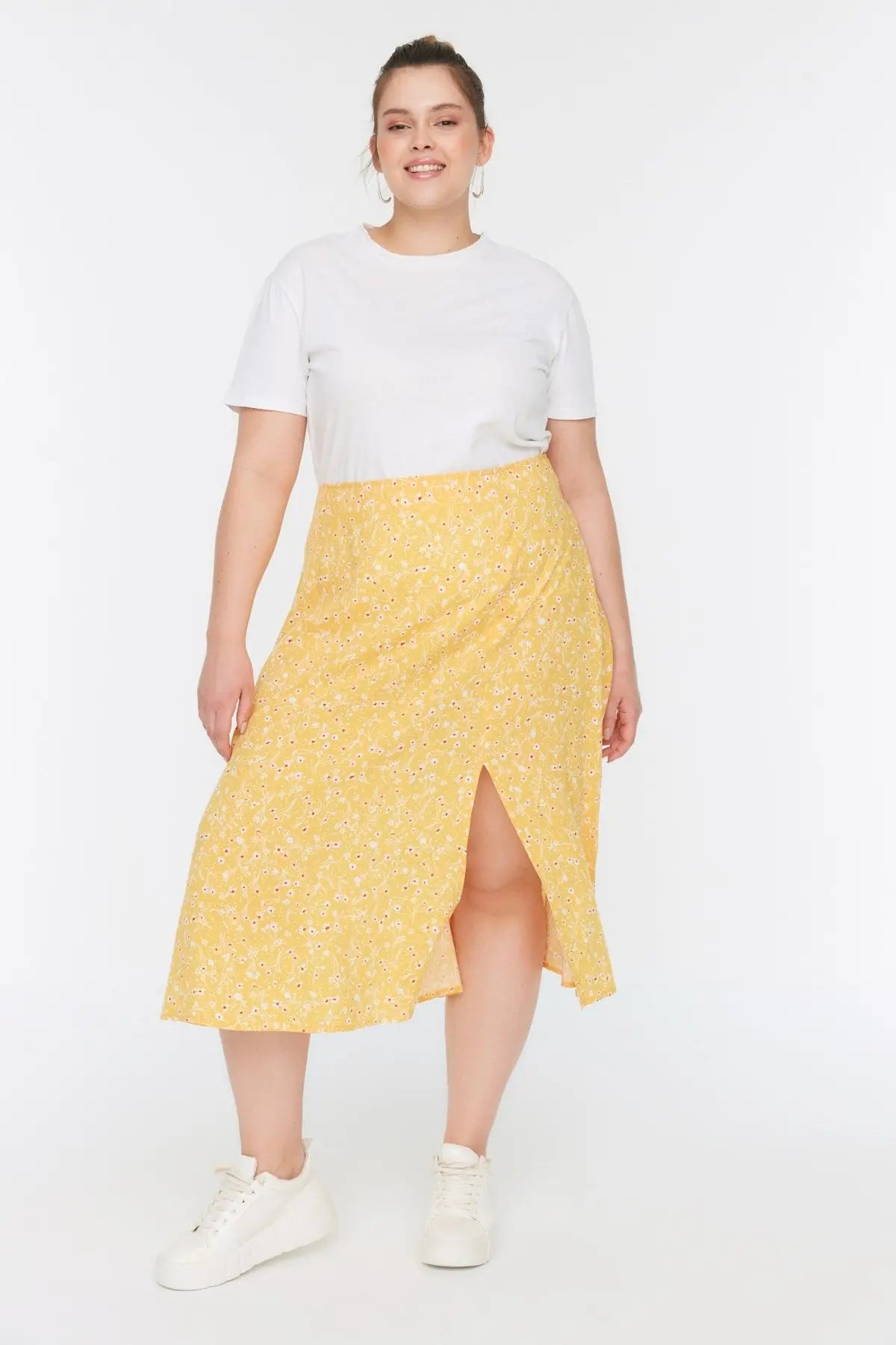 Trendyol TYZA Women's Plus Size Skirts Casual Woven Regular Daily Animal Print Plus Size Clothes Animal Print Skirt