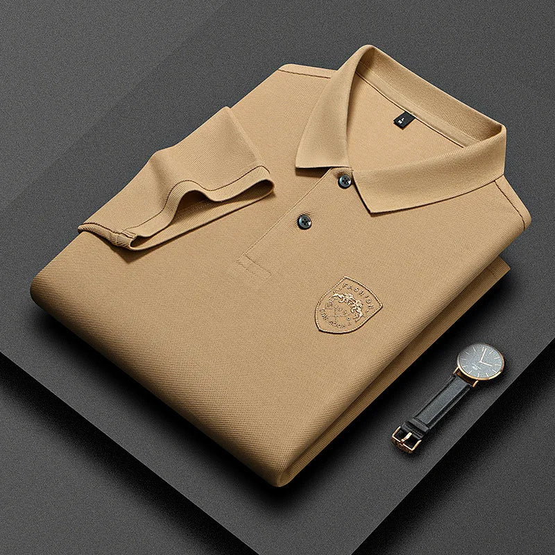 Men's high quality summer new lapel men's short sleeve polo shirt fringe solid color business casual men's polo shirt M-4XL 201