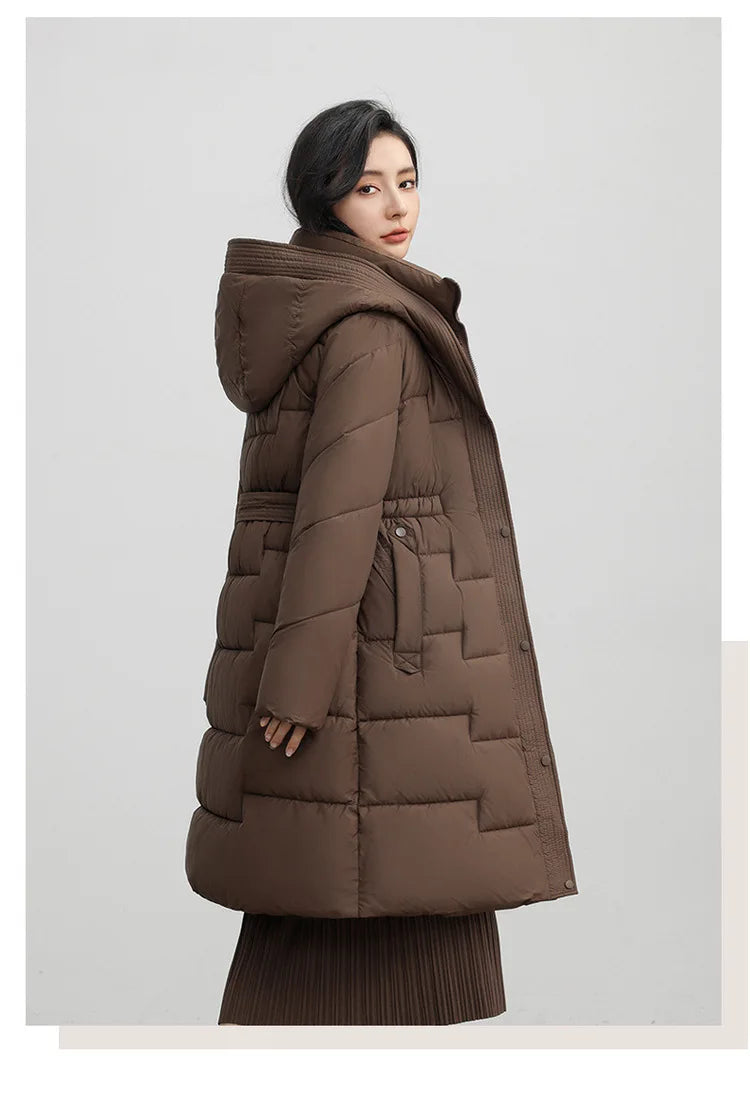 New Winter Parkas Thick Down Cotton Jacket Women Hooded Mid-Length Puffer padded coat