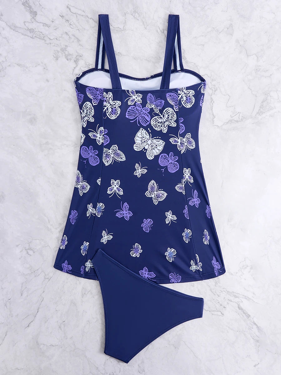 2025 Tankini Beach Dress Two Pieces Swimsuit Women Printed Swimwear Female Bathers Bathing Swimming Swim Suit Summer Beachwear