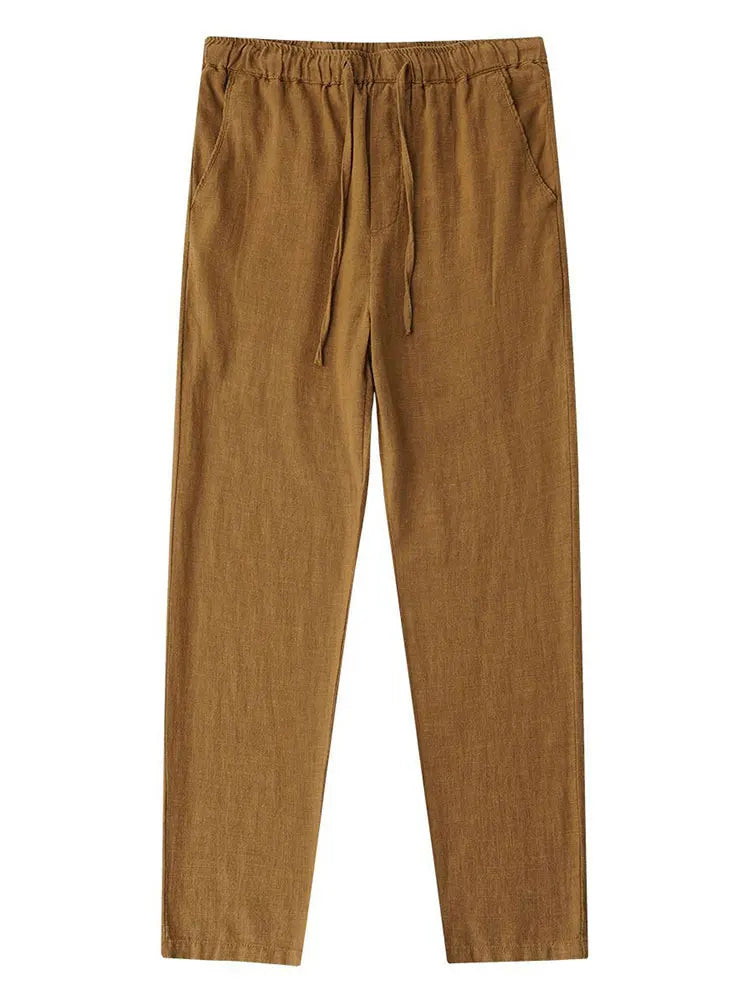 Casual Cotton Linen Chino Pants Men Wide Leg Lightweight Baggy Cotton Sweatpants Male Walking Jogger Trousers Work