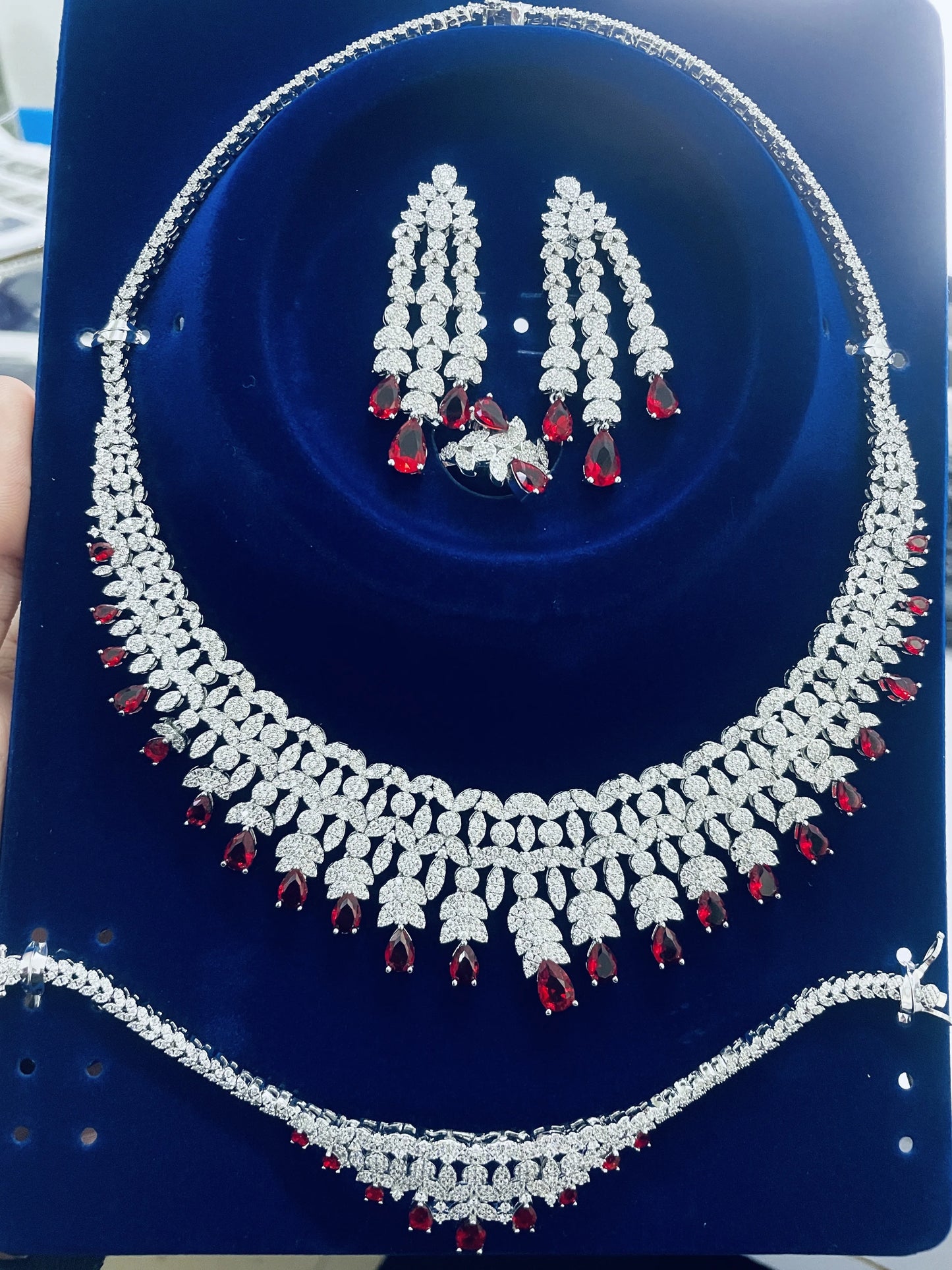 New 4-piece Crystal Zirconia Bridal Wedding Party Jewelry Set