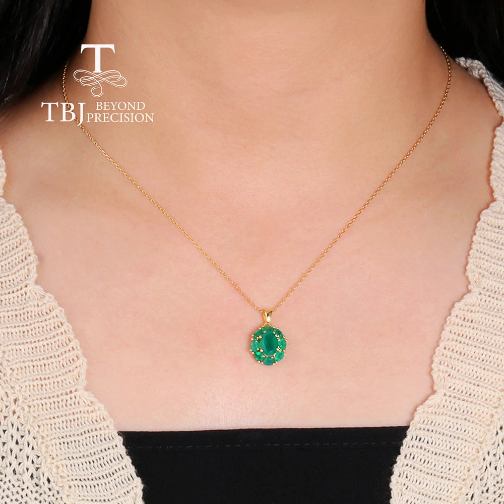 3.6ct Natural green agate gemstone penant necklace 925 sterling silver fine jewelry for women nice Birthday party banquet gift