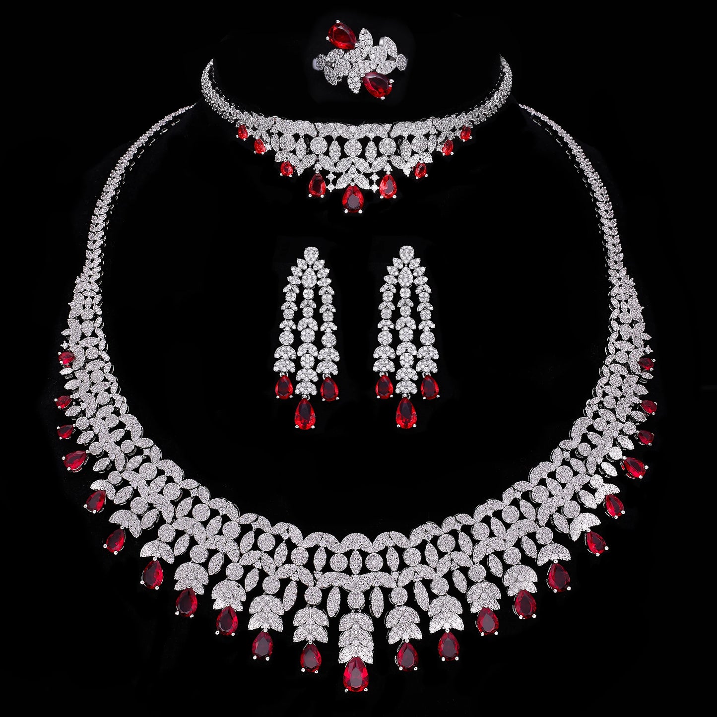 New Fashion Dubai Jewelry Cubic Zirconia Bridal Set Wedding Party Accessories Design