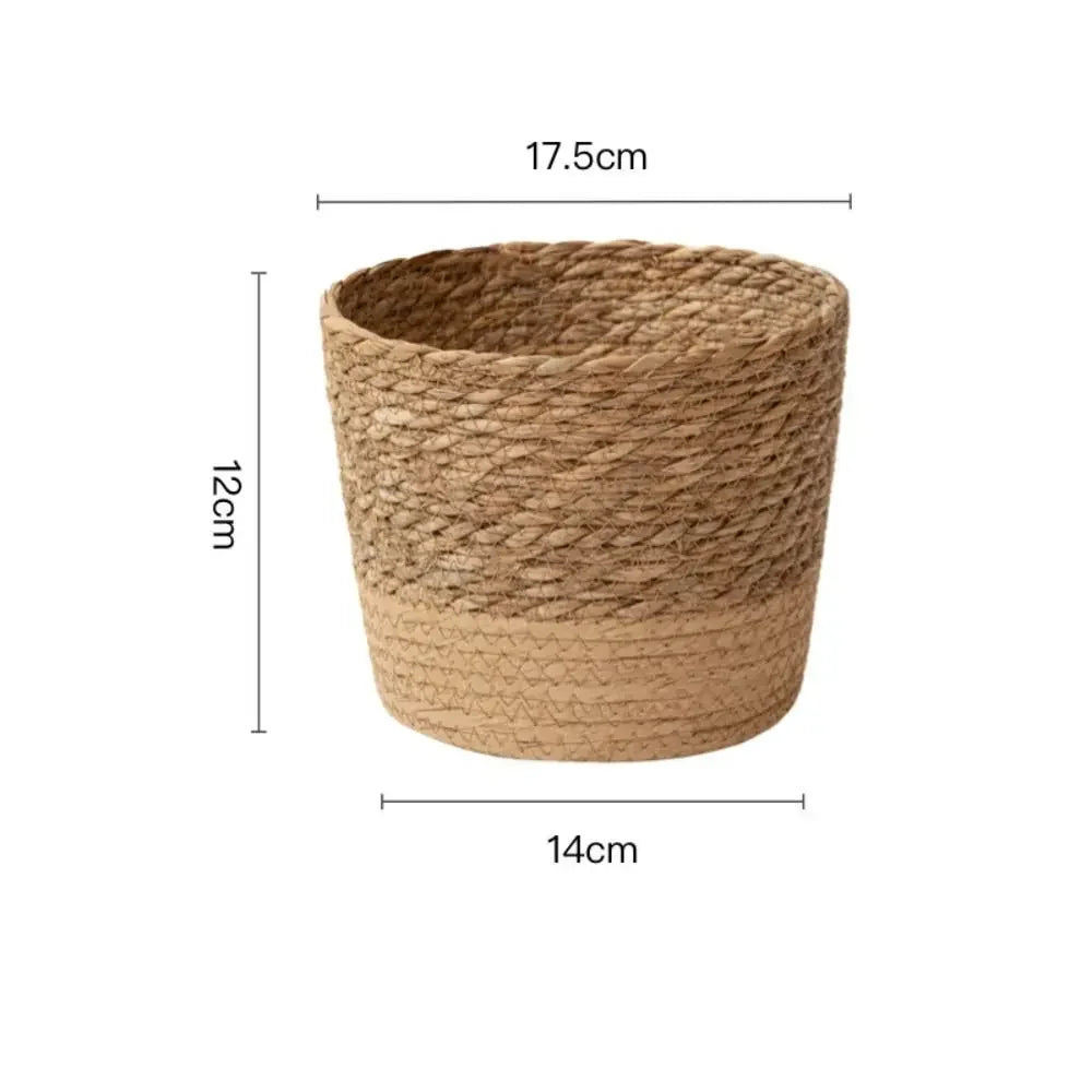 Straw Weaving Flower Plant Pot Wicker Basket Rattan Flowerpot Storage Basket Garden Flowerpot Handmade Woven Planter Basket Pots