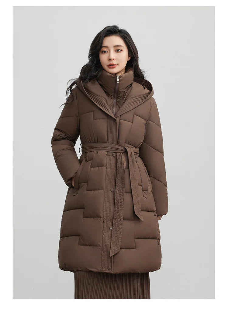 New Winter Parkas Thick Down Cotton Jacket Women Hooded Mid-Length Puffer padded coat