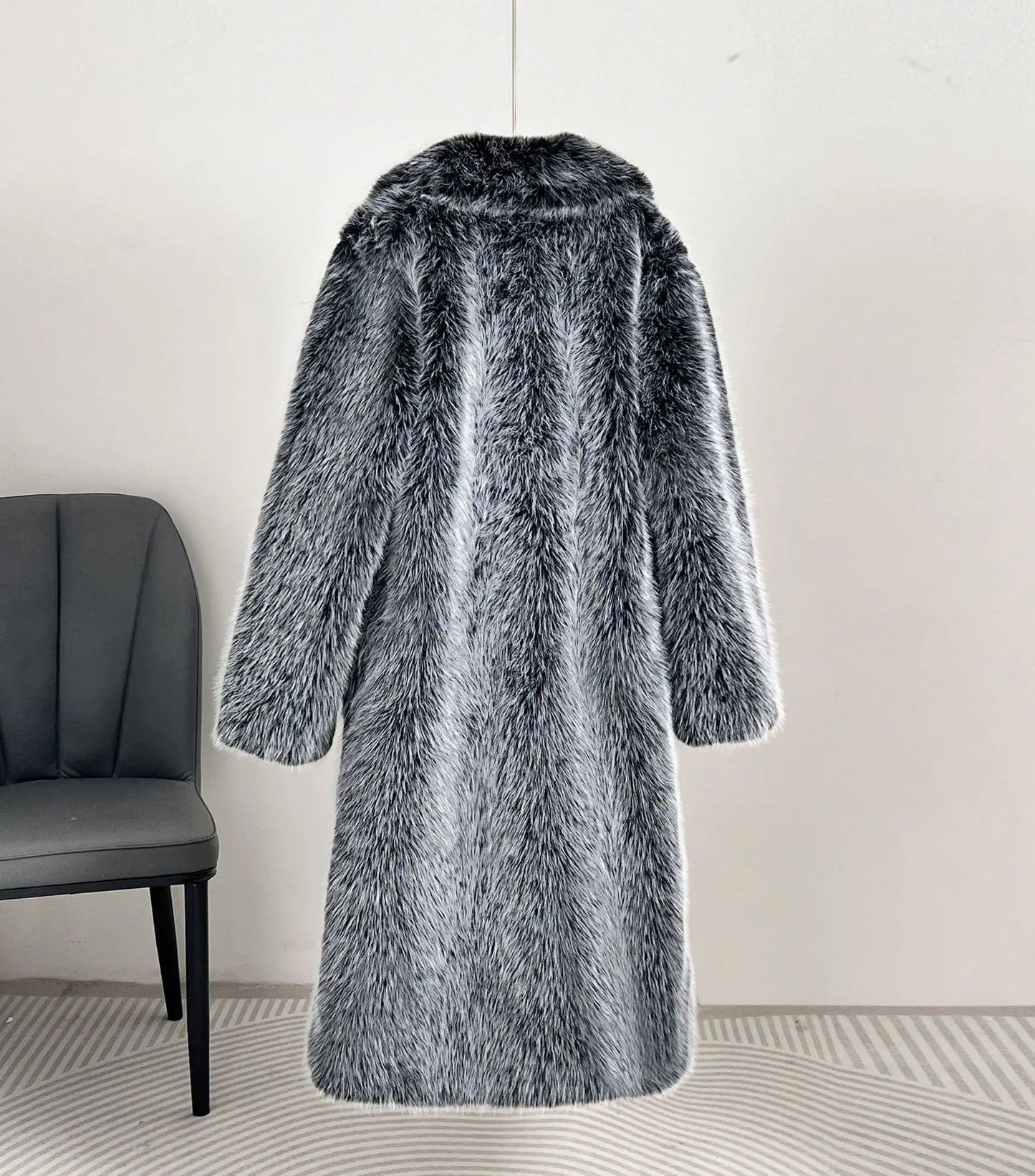 Fashion Faux Fur Coat European Style Lapel All Match Covered Button Loose Casual Long Women's Coats 2025 New Winter 23C2945