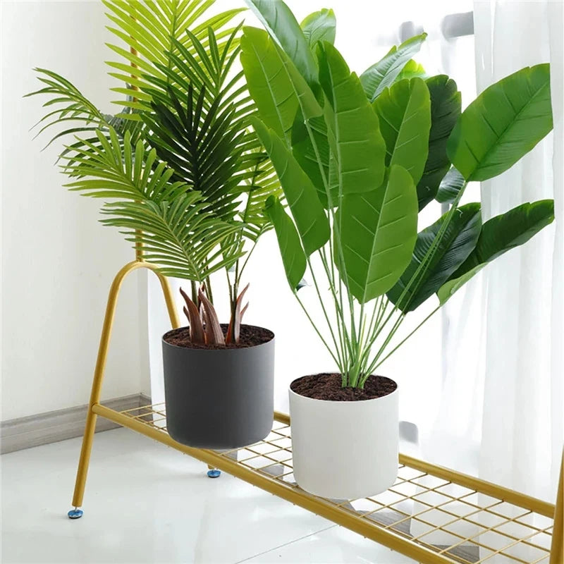 Modern Plant Pots with Wooden Legs Holder Bedroom Living Room Floor Standing Potted Flower Pot Home Garden Planters -A