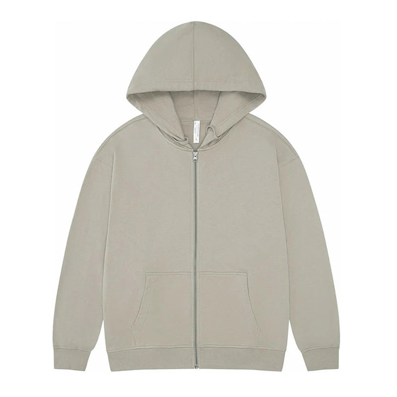 High Quality 330gsm 100% cotton Oversized Heavyweight Blank Zipper Hoodie Sweater Oversized Blank Zip Up Hoodie For Men