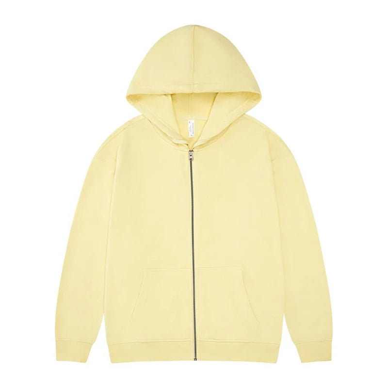 High Quality 330gsm 100% cotton Oversized Heavyweight Blank Zipper Hoodie Sweater Oversized Blank Zip Up Hoodie For Men