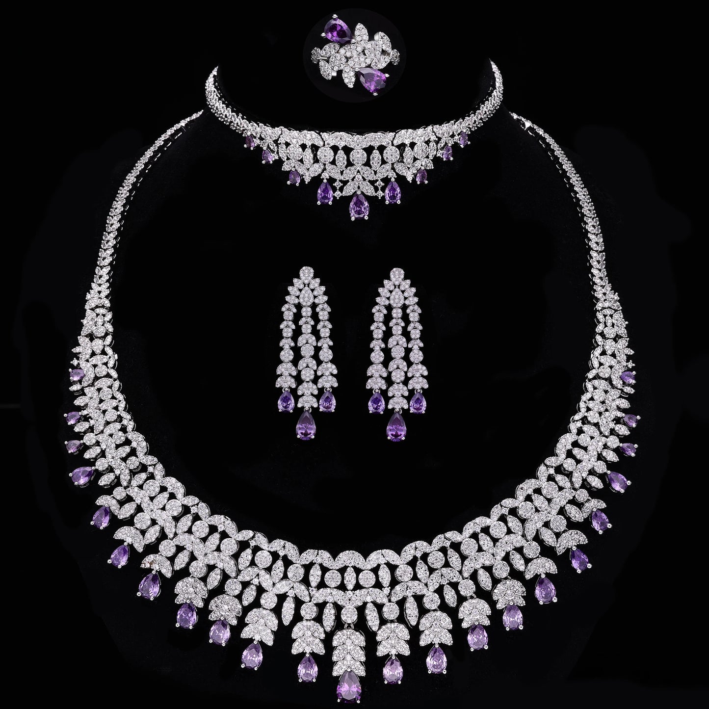 New Fashion Dubai Jewelry Cubic Zirconia Bridal Set Wedding Party Accessories Design