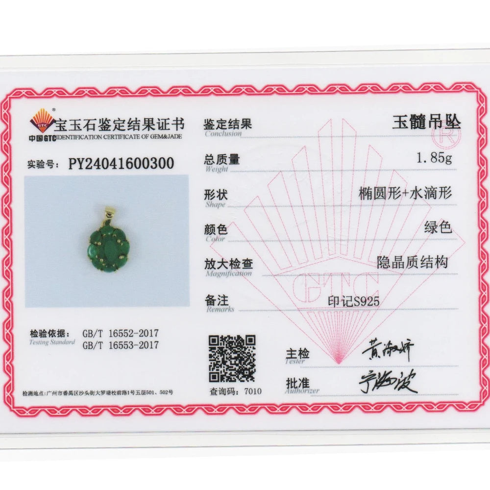 3.6ct Natural green agate gemstone penant necklace 925 sterling silver fine jewelry for women nice Birthday party banquet gift