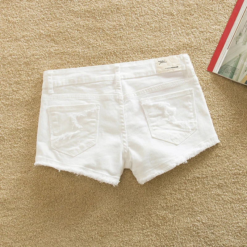 Women White High Street Denim Shorts Casual High Waist A-line Jean Shorts Women Office Trousers Streetwear Summer Short Pants