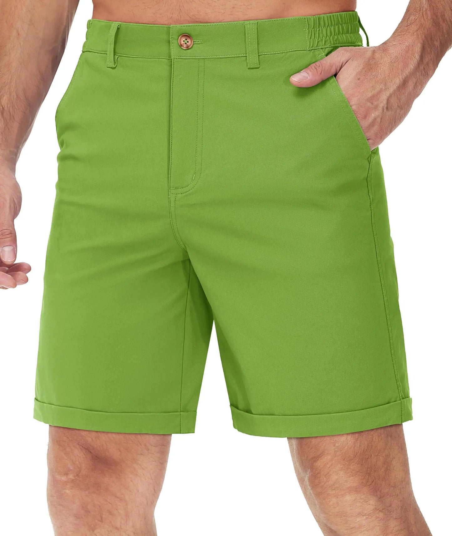 Summer Casual Shorts Mens Fit 7 Cotton Cargo Shorts Multi-pockets Rolled Leg Design Hiking Golf Shorts Streetwear Male