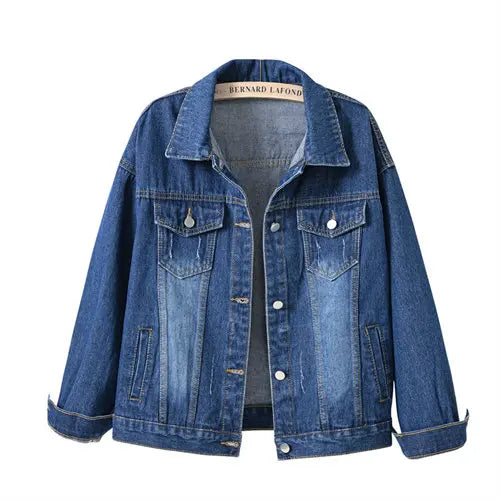 Women's Denim Jacket Single-breasted Lapel Coat Fashion Casual Tops