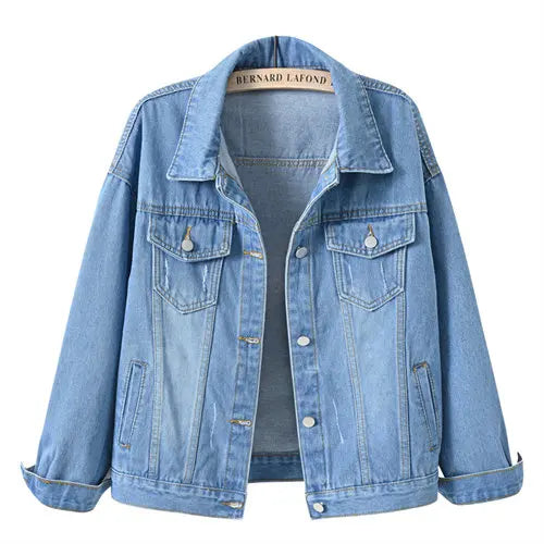 Women's Denim Jacket Single-breasted Lapel Coat Fashion Casual Tops