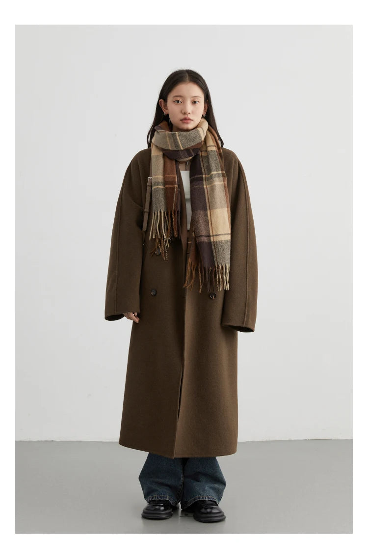 CHIC VEN Women Long Double-sided Woolen Coats Retro Loose Female Overcoat Double Breasted Ladies Windbreak Autumn Winter 2025