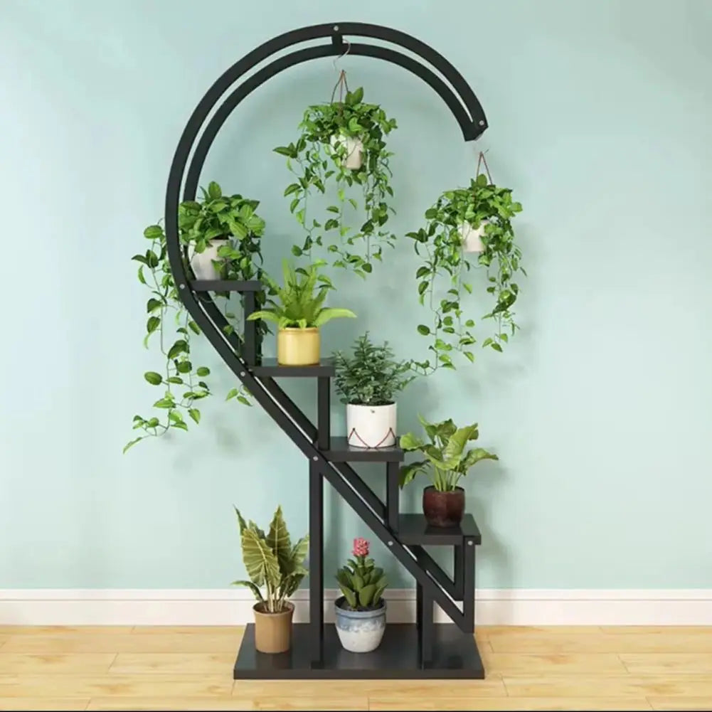 Garden Half Heart Ladder Plant Stand, Black