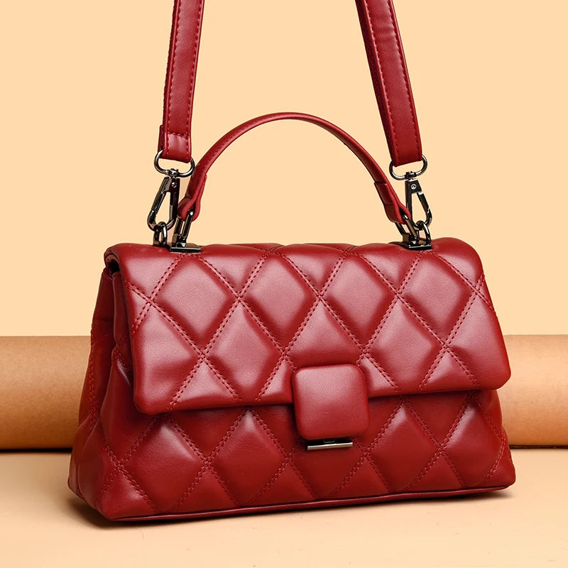 Retro Trendy High Quality Soft Leather Famous Designer Women's Square Bag