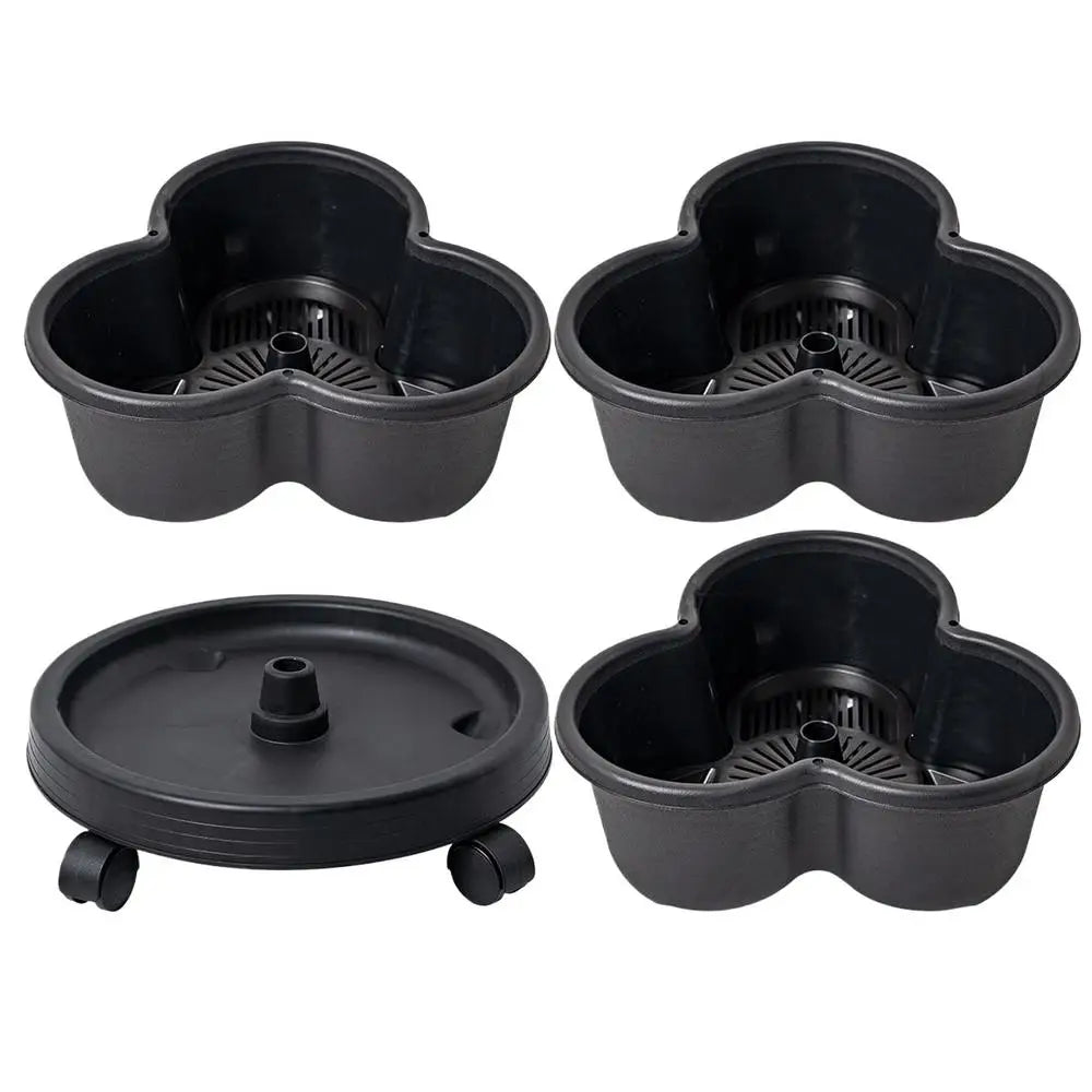 3Tiers Stackable Strawberry Planter with Wheels Vertical Gardening Pots Movable Flower Pot Caddy for Strawberry Flower Vegetable