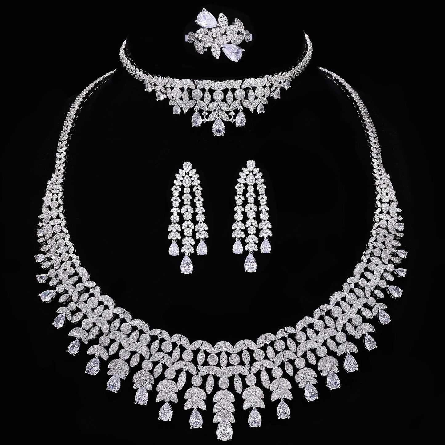 New Fashion Dubai Jewelry Cubic Zirconia Bridal Set Wedding Party Accessories Design