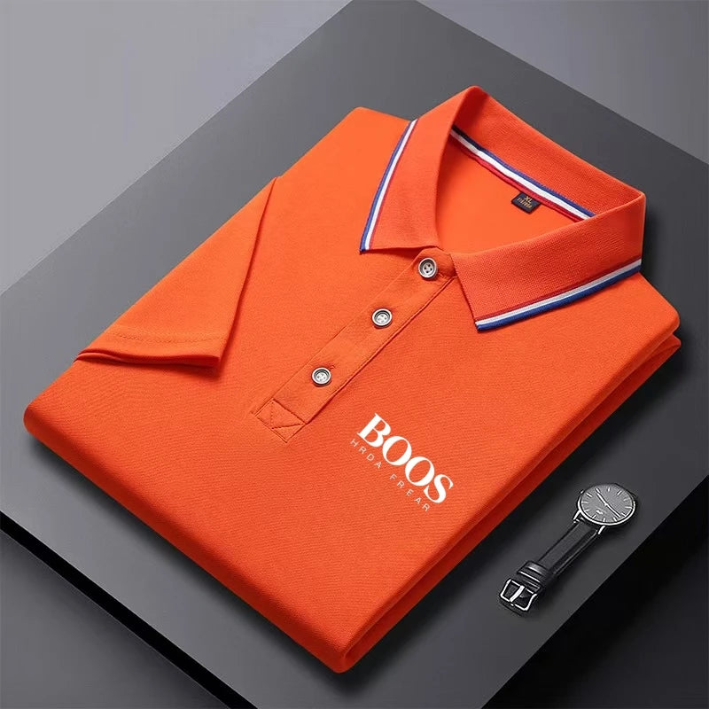 Solid Color Polo Shirt Men's Business Polo Collar Half Sleeved Top Summer Casual Short Sleeved T-shirt for Men An
