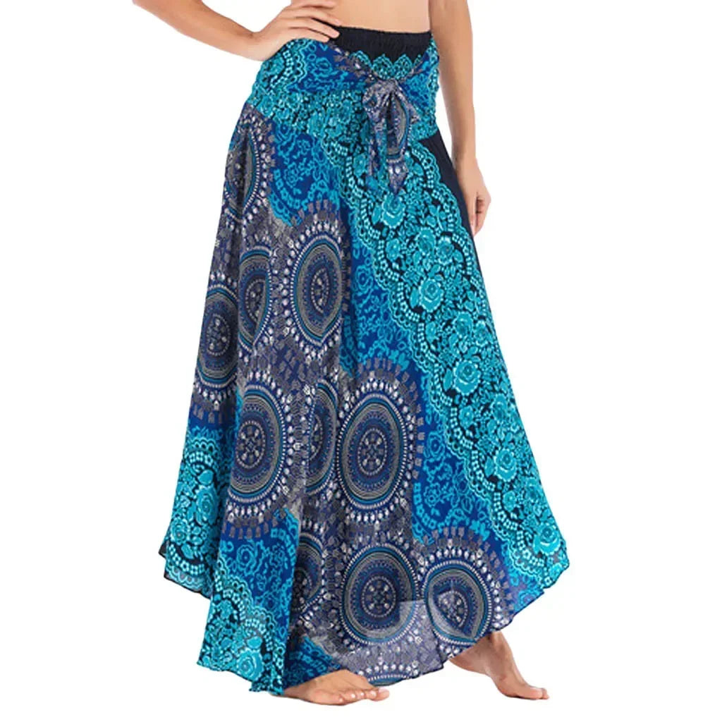 Casual Folk-Custom Printed Skirts Women Fashion Bohemian Long Skirt Streetwear Beachwear Woman Clothing Faldas Mujer Jupe Femme