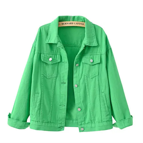 Women's Denim Jacket Single-breasted Lapel Coat Fashion Casual Tops