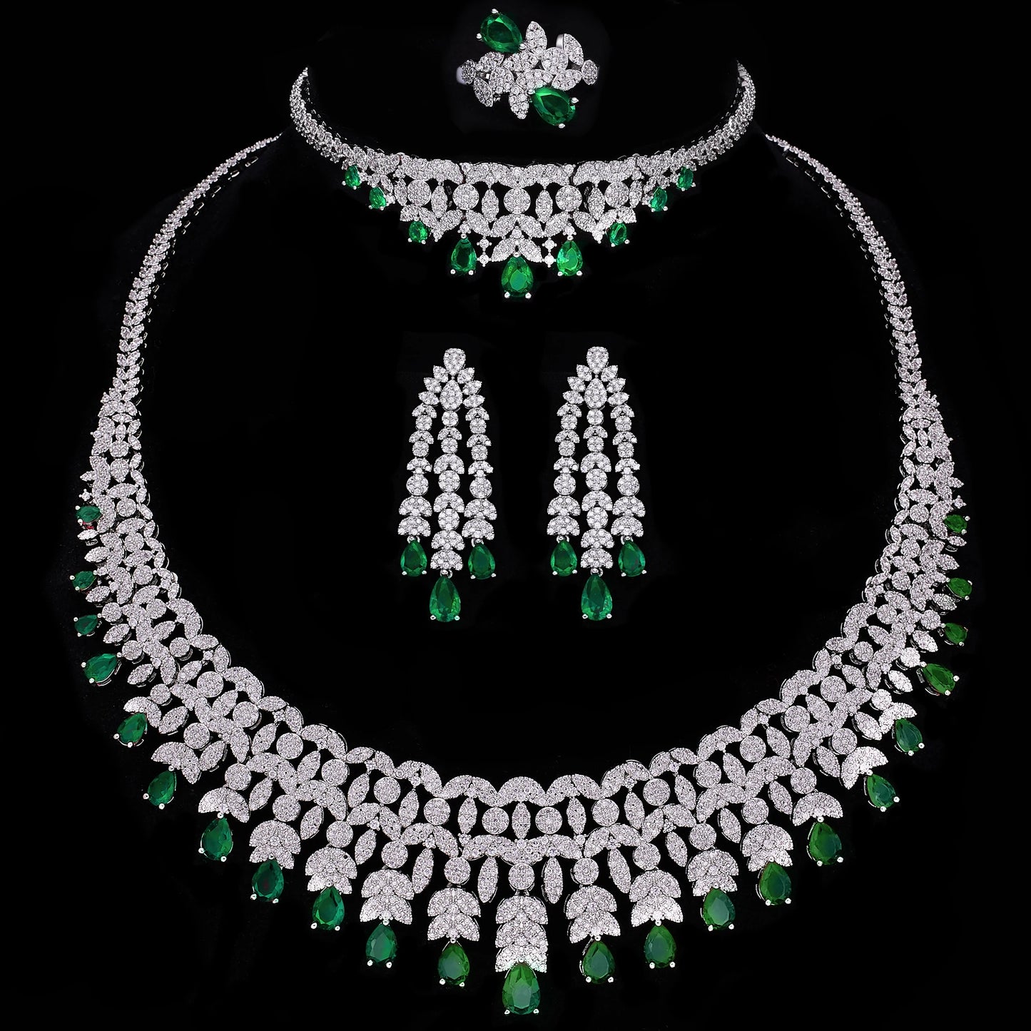 New Fashion Dubai Jewelry Cubic Zirconia Bridal Set Wedding Party Accessories Design